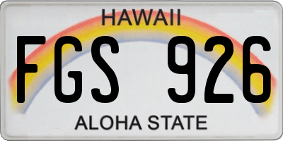 HI license plate FGS926