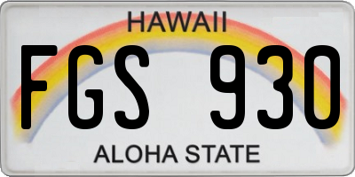 HI license plate FGS930