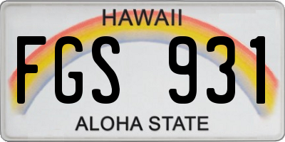 HI license plate FGS931