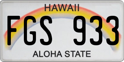HI license plate FGS933