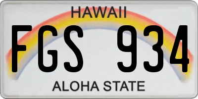 HI license plate FGS934