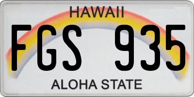 HI license plate FGS935