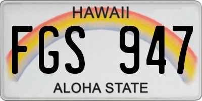 HI license plate FGS947