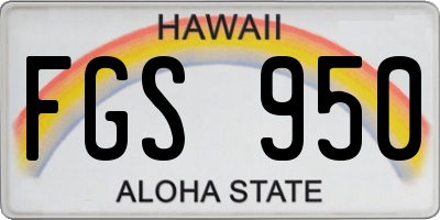 HI license plate FGS950