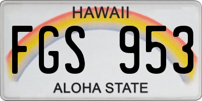 HI license plate FGS953