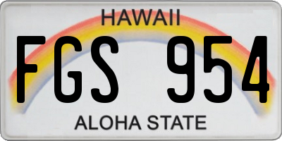 HI license plate FGS954