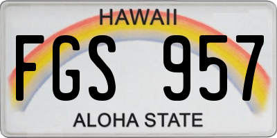 HI license plate FGS957