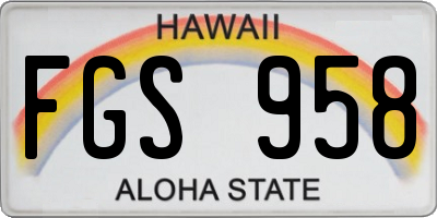 HI license plate FGS958