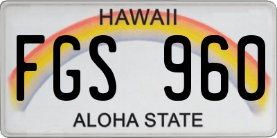 HI license plate FGS960