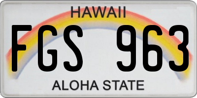 HI license plate FGS963