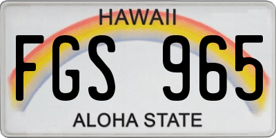 HI license plate FGS965