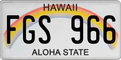 HI license plate FGS966
