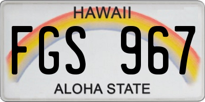 HI license plate FGS967
