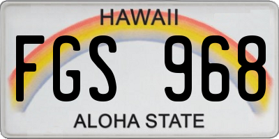 HI license plate FGS968