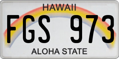 HI license plate FGS973