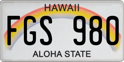 HI license plate FGS980