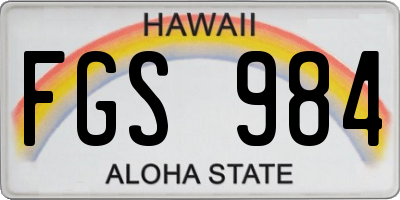 HI license plate FGS984