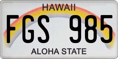 HI license plate FGS985