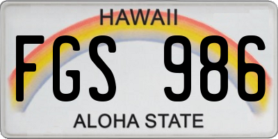 HI license plate FGS986