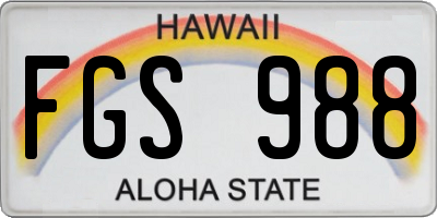 HI license plate FGS988