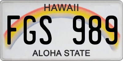 HI license plate FGS989