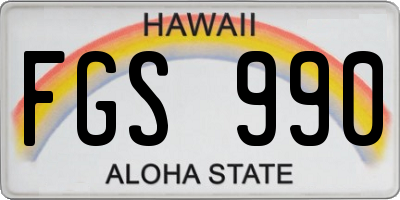 HI license plate FGS990