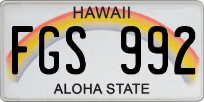 HI license plate FGS992