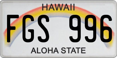 HI license plate FGS996