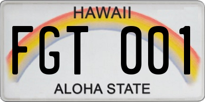 HI license plate FGT001