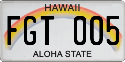 HI license plate FGT005
