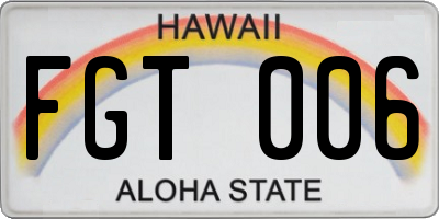 HI license plate FGT006