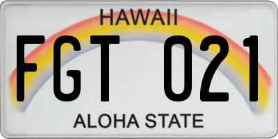 HI license plate FGT021