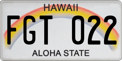HI license plate FGT022