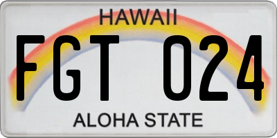 HI license plate FGT024