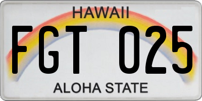 HI license plate FGT025