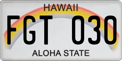 HI license plate FGT030