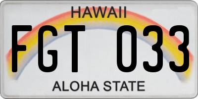 HI license plate FGT033