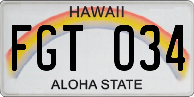 HI license plate FGT034