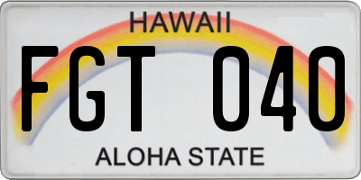 HI license plate FGT040