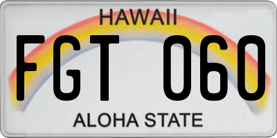 HI license plate FGT060