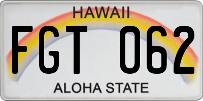 HI license plate FGT062
