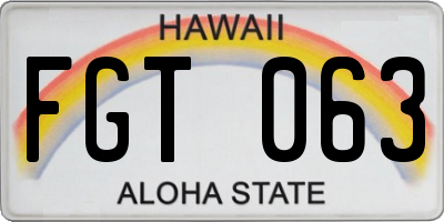 HI license plate FGT063