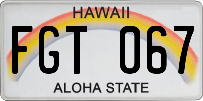 HI license plate FGT067
