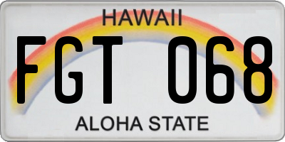 HI license plate FGT068