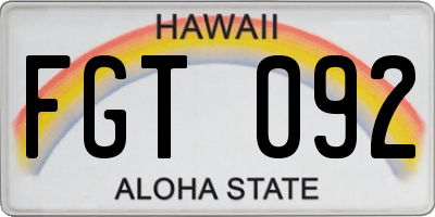 HI license plate FGT092