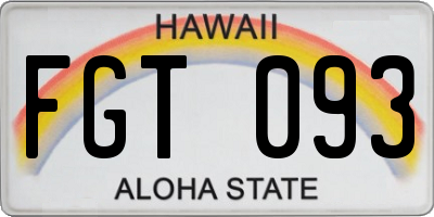 HI license plate FGT093