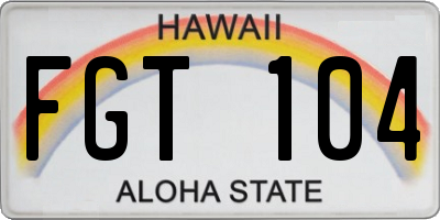 HI license plate FGT104
