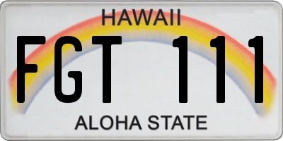 HI license plate FGT111
