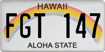 HI license plate FGT147