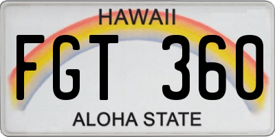 HI license plate FGT360